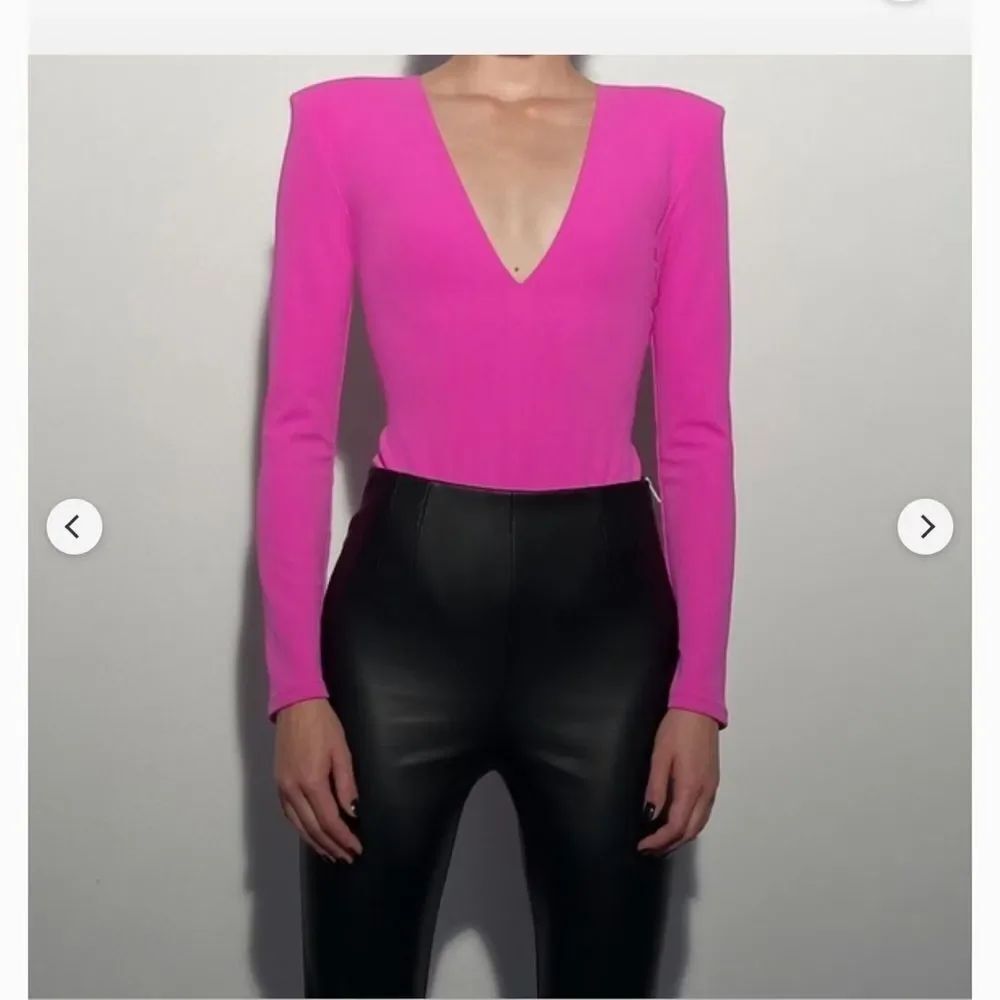 Zara Hot Pink Shoulder pad Bodysuit 8899/332/630